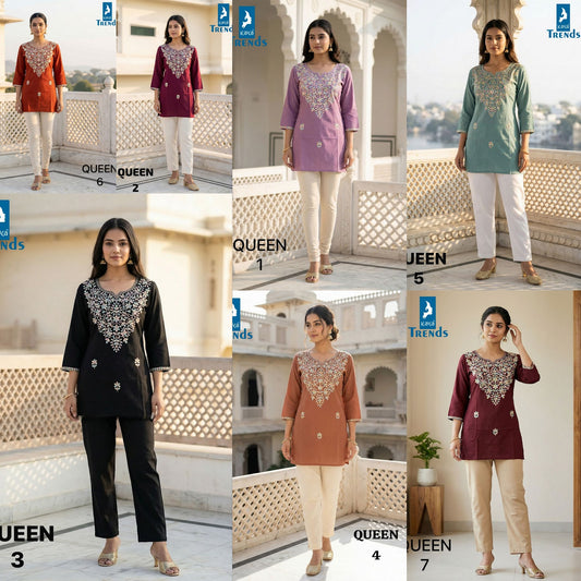 Queen Kaya Trends Rayon Short Kurtis Exporter