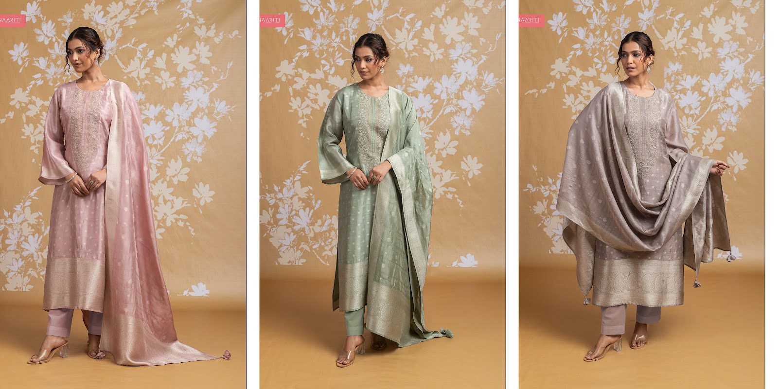 Qusdeet Naariti Silk Jacquard Pant Style Suits Supplier Gujarat