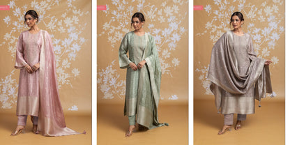 Qusdeet Naariti Silk Jacquard Pant Style Suits Supplier Gujarat
