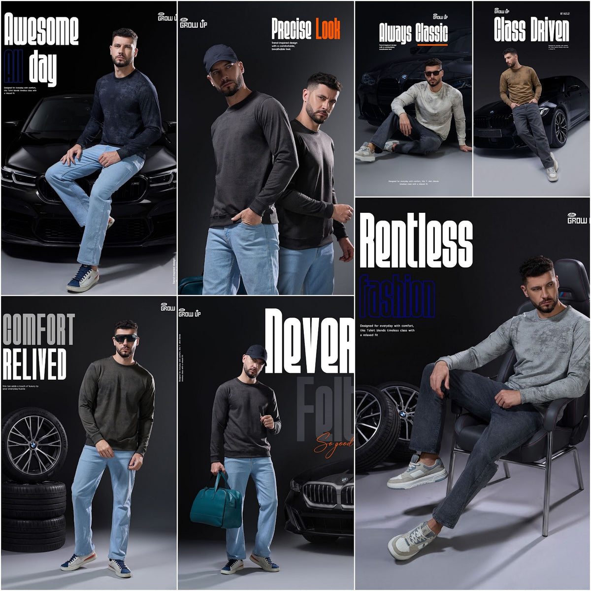R 1652 Full Sleeves Growup Imported Mens Tshirts Supplier India