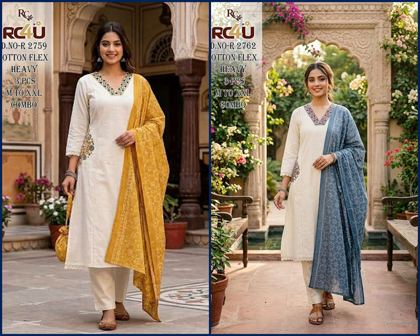 R 2759-2762 Ramdev Creation Readymade Cotton Pant Suits Supplier India