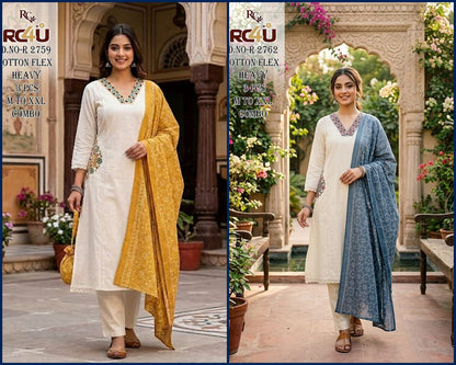 R 2759-2762 Ramdev Creation Readymade Cotton Pant Suits Supplier India