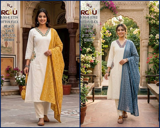 R 2759-2762 Ramdev Creation Readymade Cotton Pant Suits Supplier India