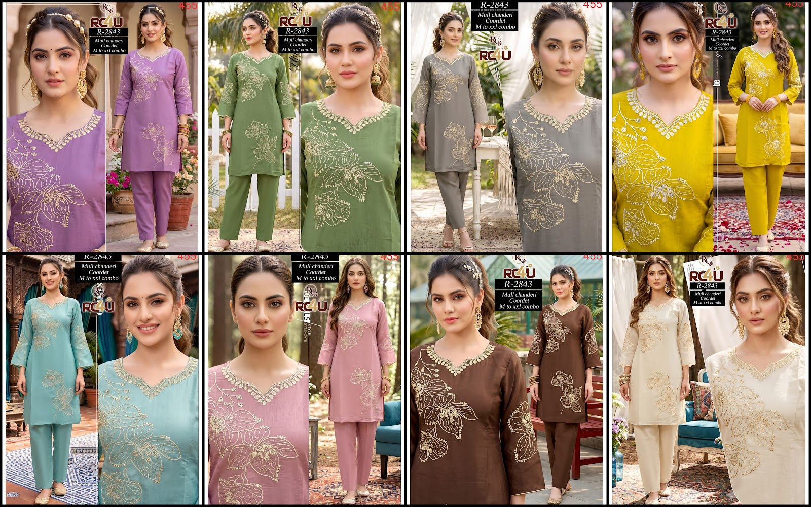 R 2843 Mul Chanderi Ramdev Creation Co Ord Set Wholesaler Ahmedabad
