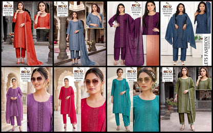 R 2878-2884 Ramdev Creation Vertican Readymade Pant Style Suits Exporter India