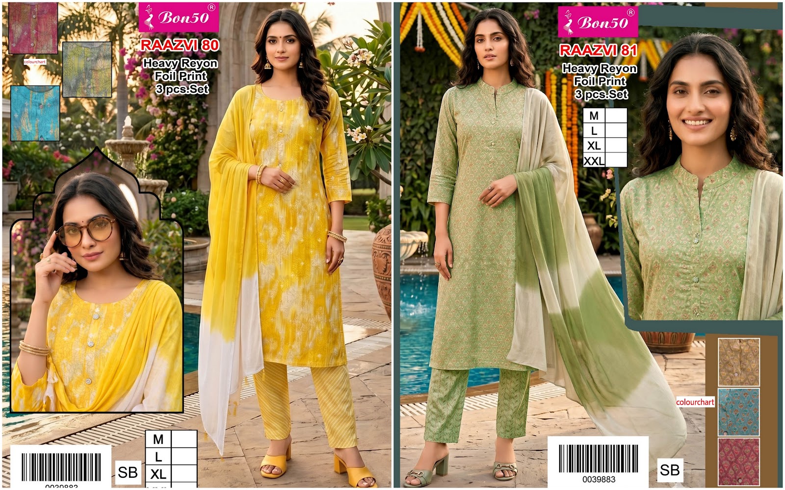 Raazvi Bon50 Reyon Readymade Pant Style Suits Manufacturer Gujarat