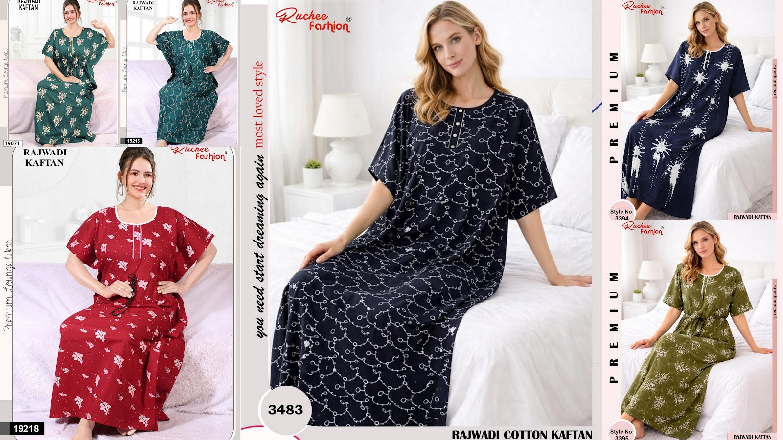 Rajwadi 0905 Ruchee Fashion Kaftan Nighty Supplier