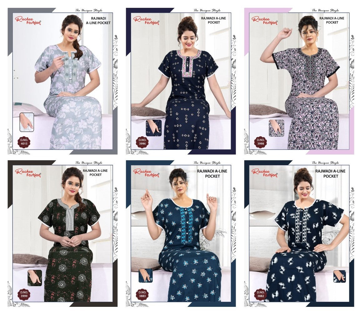 A-Line Rajwadi 1812 Ruchee Fashion Cotton Night Gowns Exporter