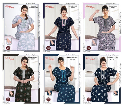 A-Line Rajwadi 1812 Ruchee Fashion Cotton Night Gowns Exporter