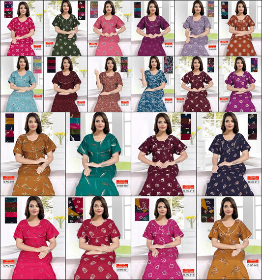 Rajwadi Cotton 3107 Kavyansika Night Gowns Wholesaler India