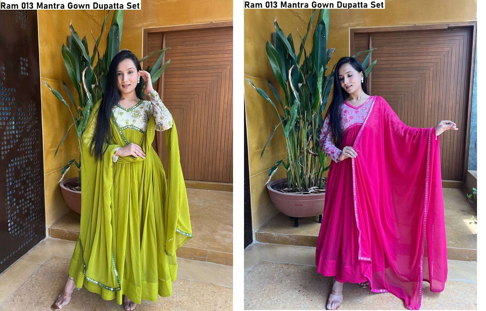 Ram 013 Mantra Fox Georgette Gown Dupatta Set Exporter Ahmedabad