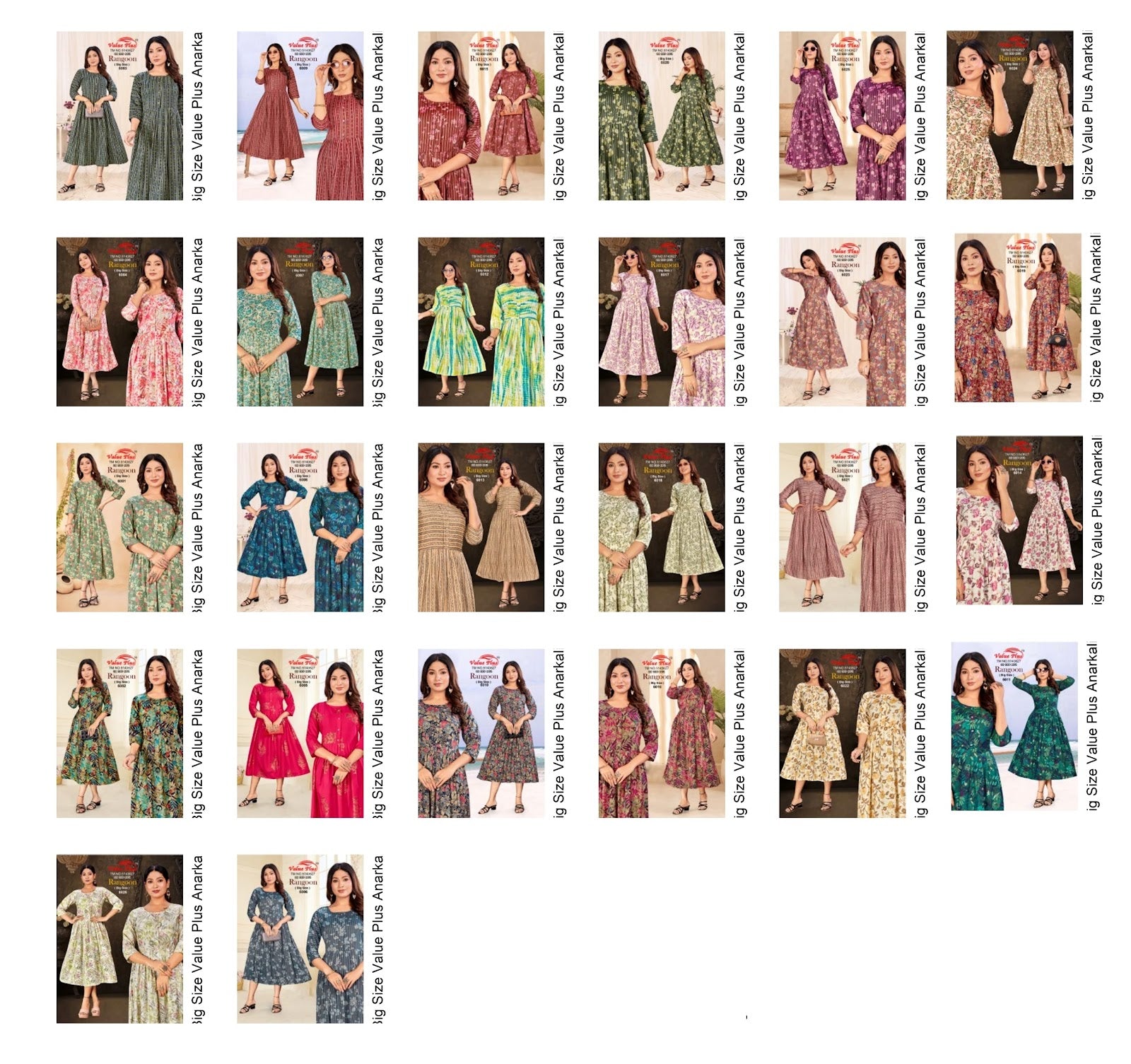 Rangoon Big Size Value Plus Rayon Anarkali Kurtis Exporter Gujarat