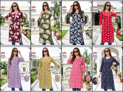 Rani Libas Amiti Reyon Knee Length Kurtis Wholesaler Ahmedabad