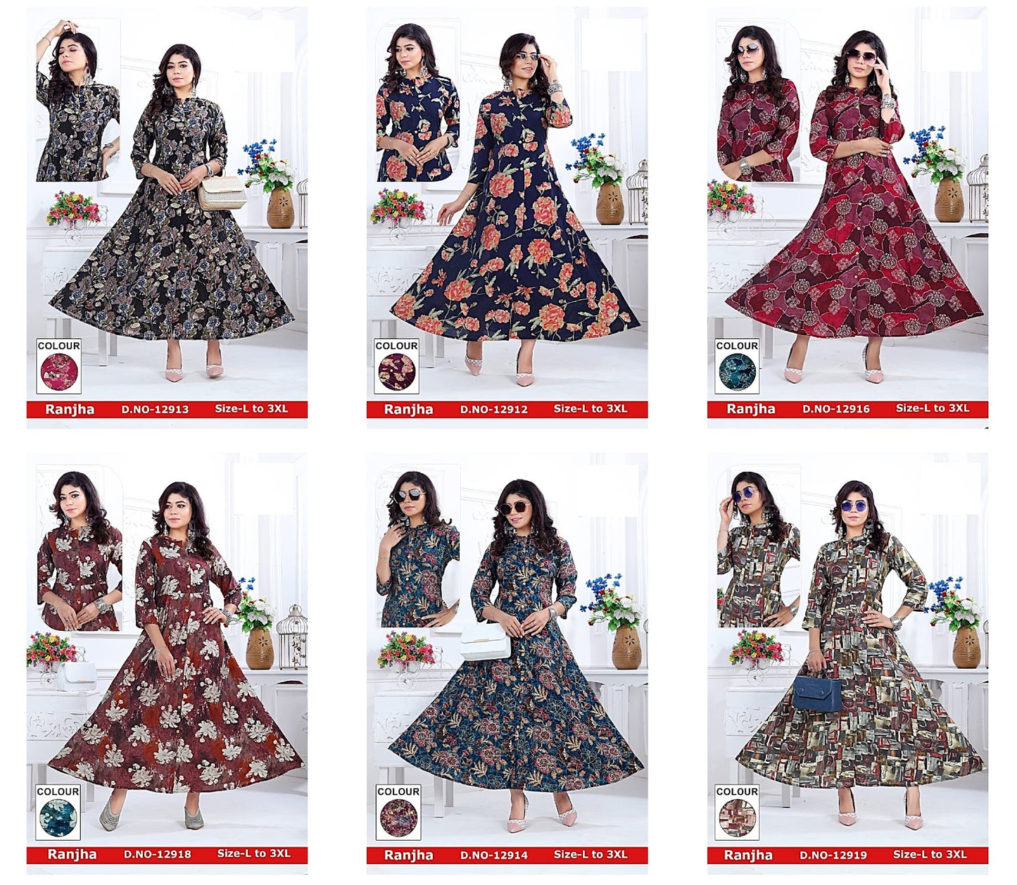 Ranjha Jnx Chanderi Modal Anarkali Kurtis Wholesaler India