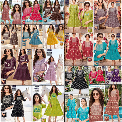 Rayon 2508 Velley Anarkali Kurtis Supplier Gujarat