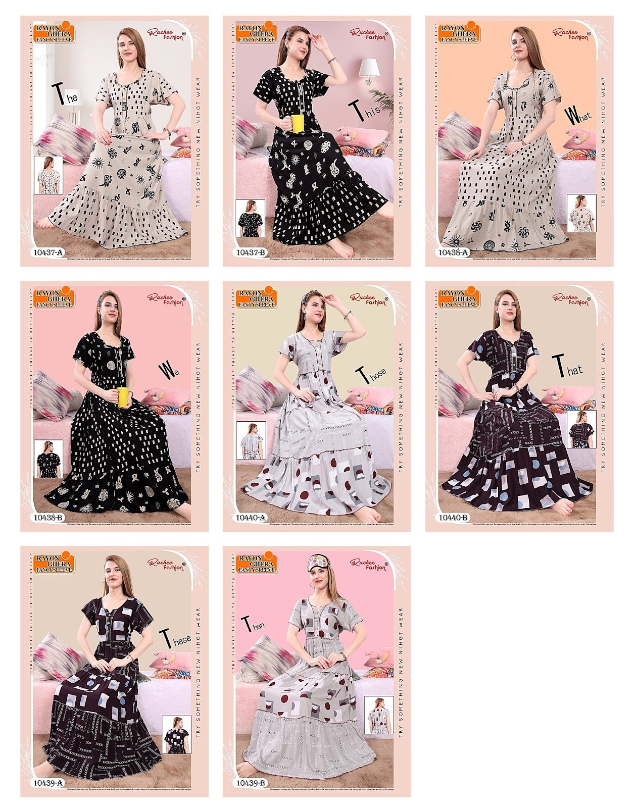 Rayon Fancy Sleeves Ruchee Fashion Night Gowns Manufacturer India