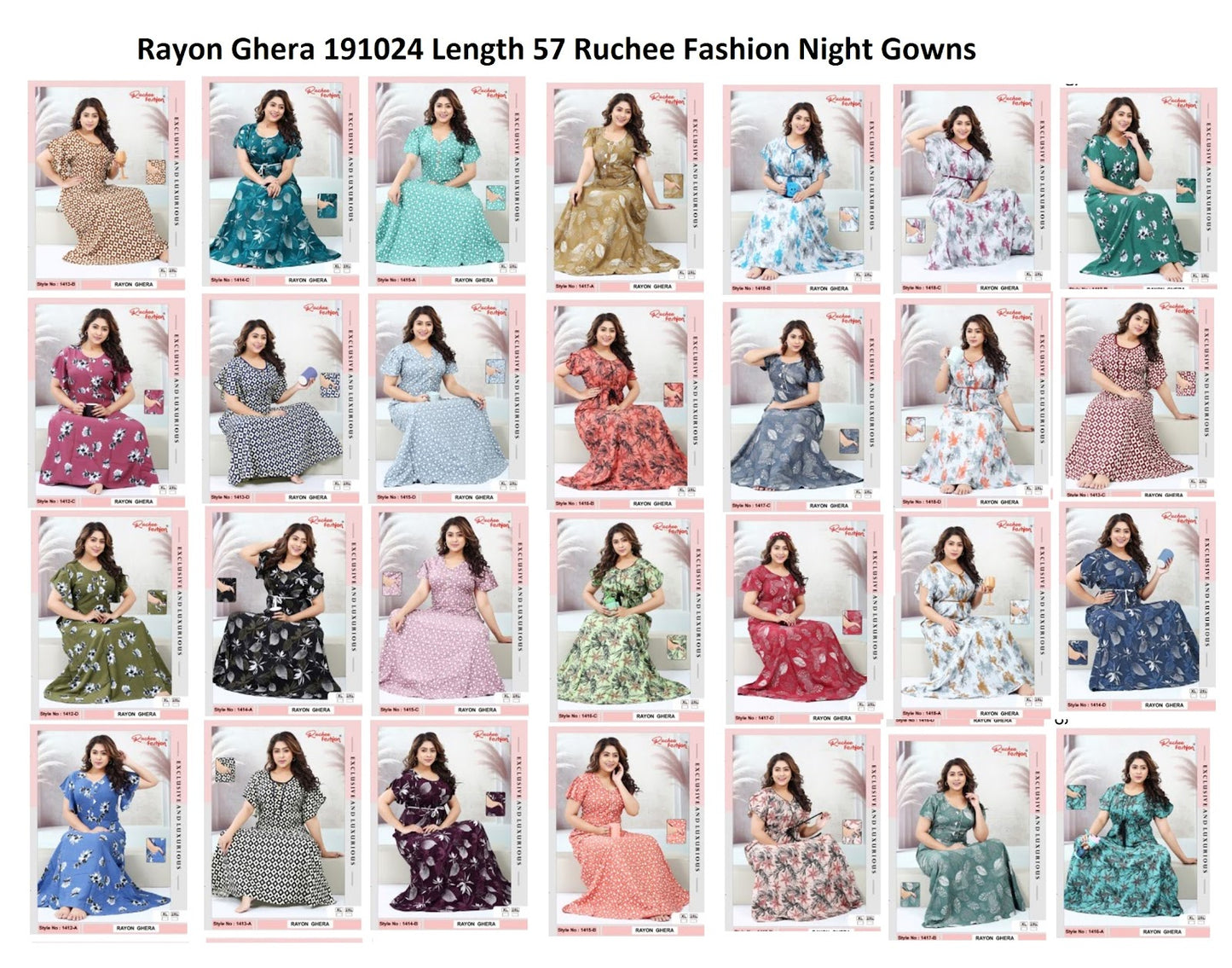 Rayon Ghera 191024 Length 57 Ruchee Fashion Night Gowns Exporter Gujarat