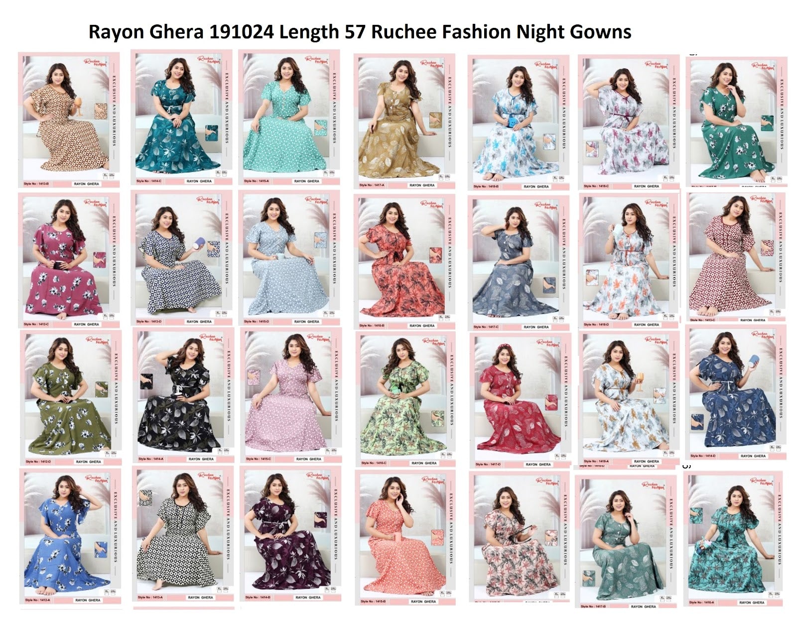 Rayon Ghera 191024 Length 57 Ruchee Fashion Night Gowns Exporter Gujarat