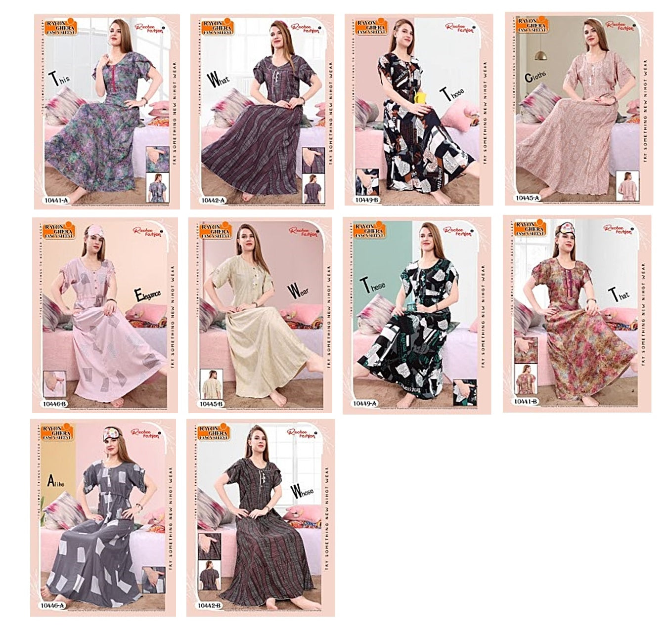 Rayon Ghera 2607 Ruchee Fashion Night Gowns Wholesaler India