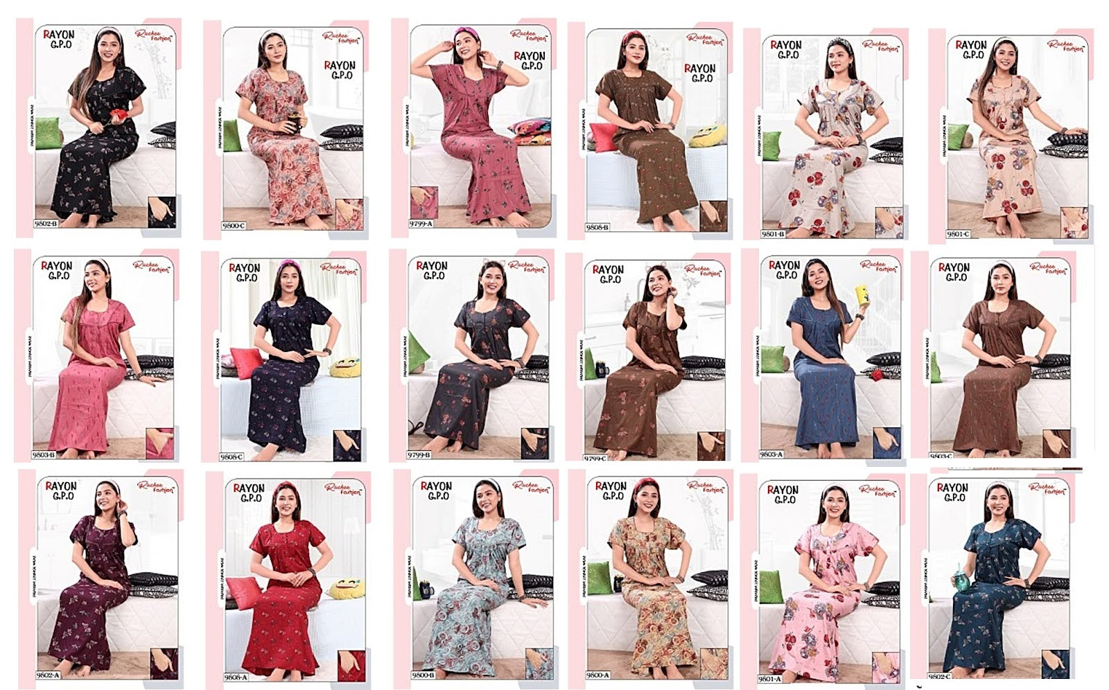 Rayon Gpo 1806 Ruchee Fashion Night Gowns Wholesaler Ahmedabad