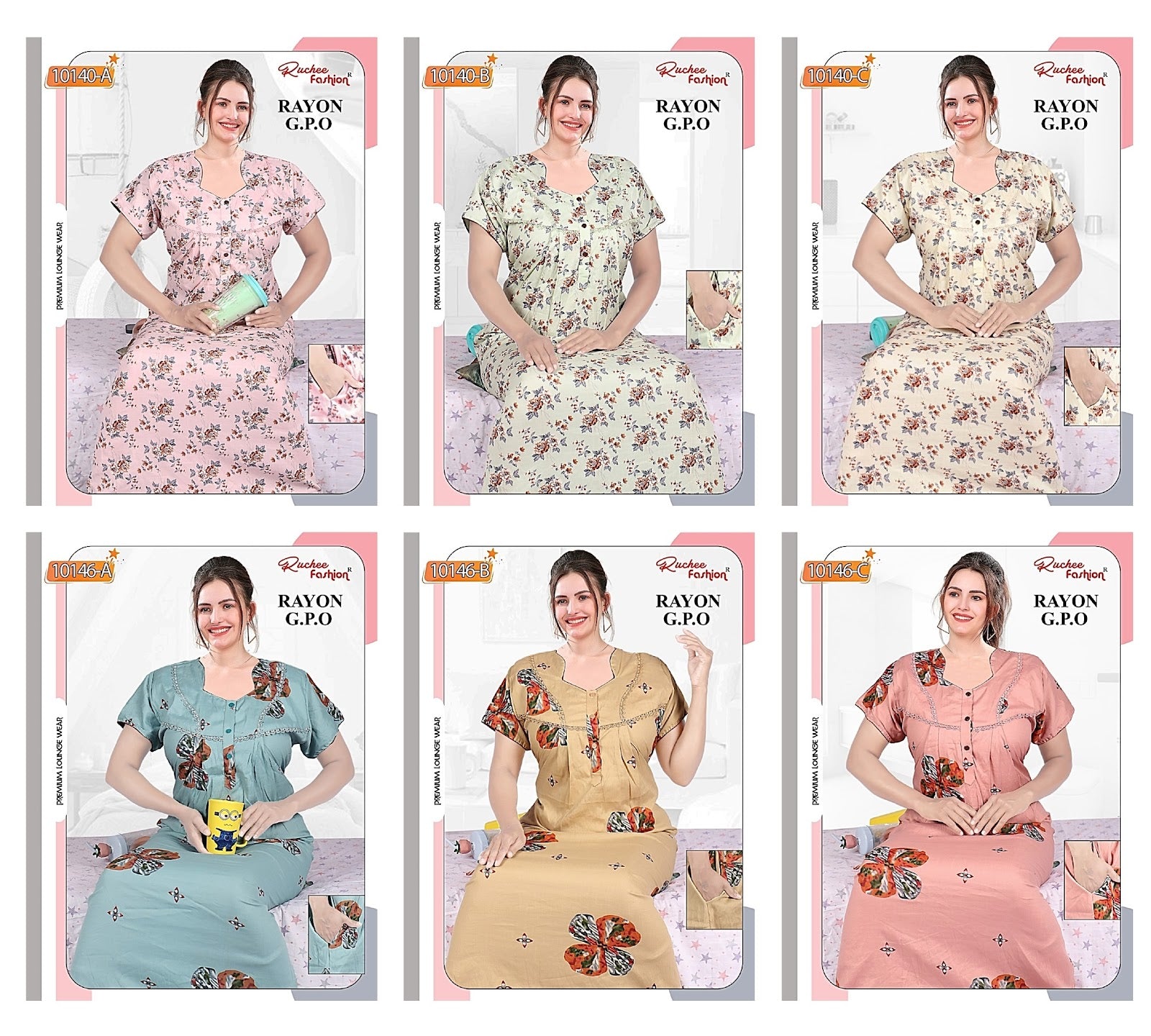 Rayon Gpo Ruchee Fashion Night Gowns Exporter Gujarat