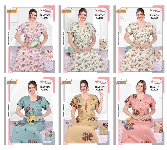 Rayon Gpo Ruchee Fashion Night Gowns Exporter Gujarat