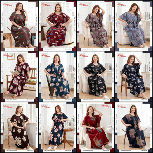 Rayon Modal 6668-6673 Ruchee Fashion Kaftan Nighty Wholesaler Ahmedabad