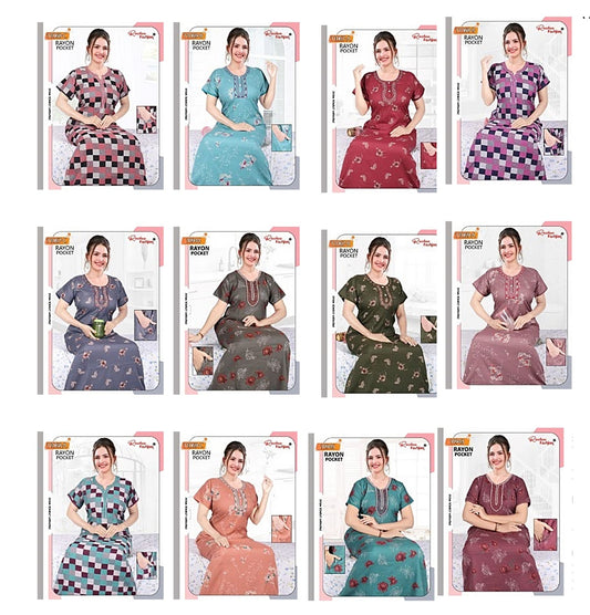 Rayon Pocket 0609 Ruchee Fashion Night Gowns Manufacturer Gujarat