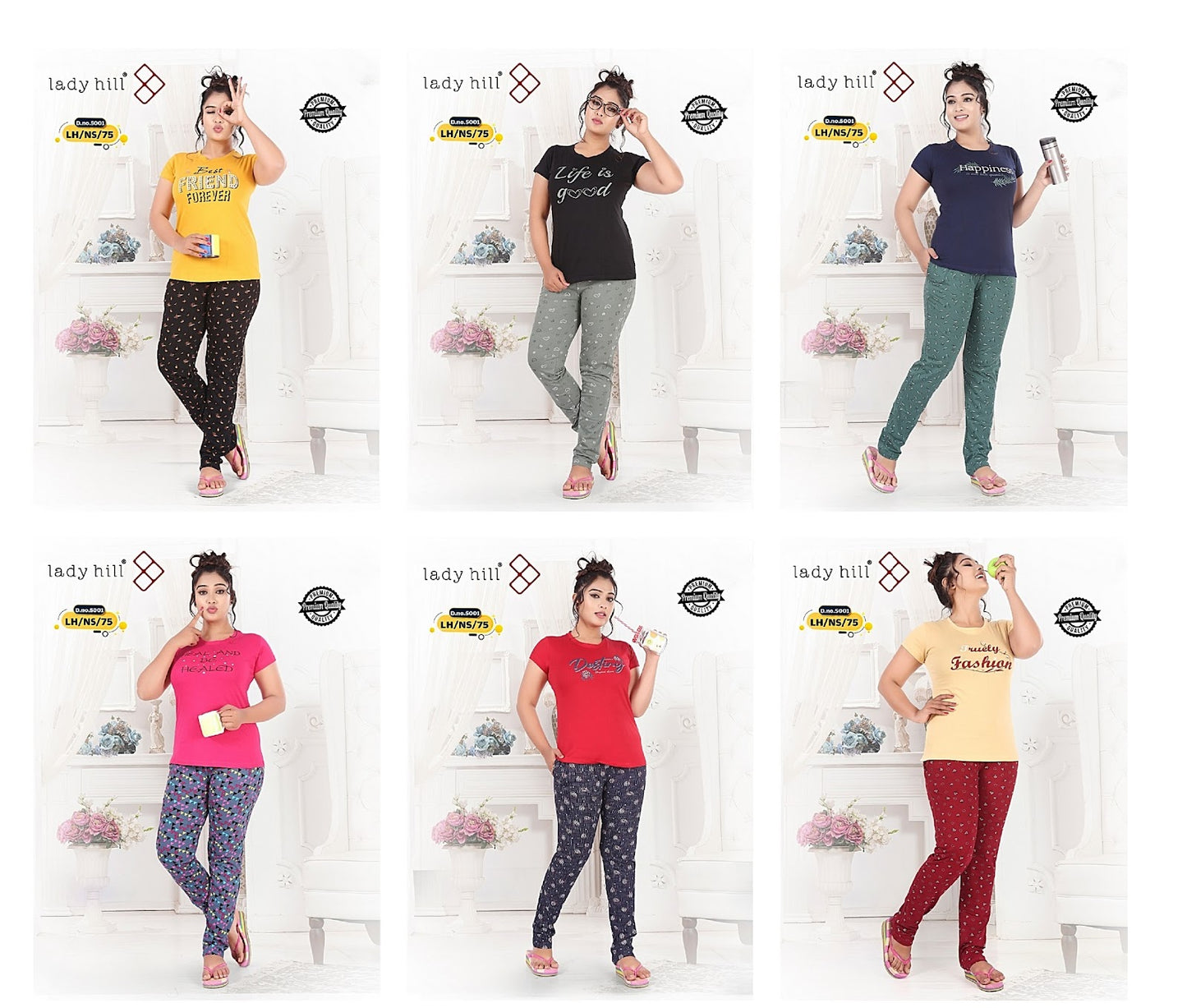 Ready At Store 5001-75 Lady Hill Hosiery Cotton Pyjama Night Suits