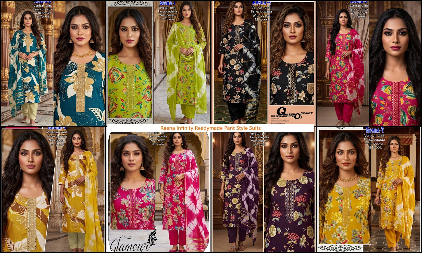 Reena Infinity Vertican Readymade Pant Style Suits Exporter