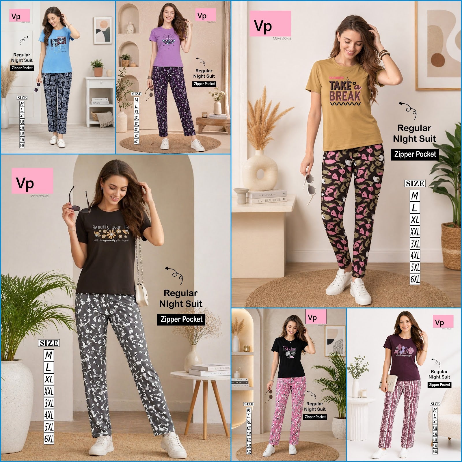 Regular 2904 Vp Hosiery Cotton Pyjama Night Suits Supplier Ahmedabad