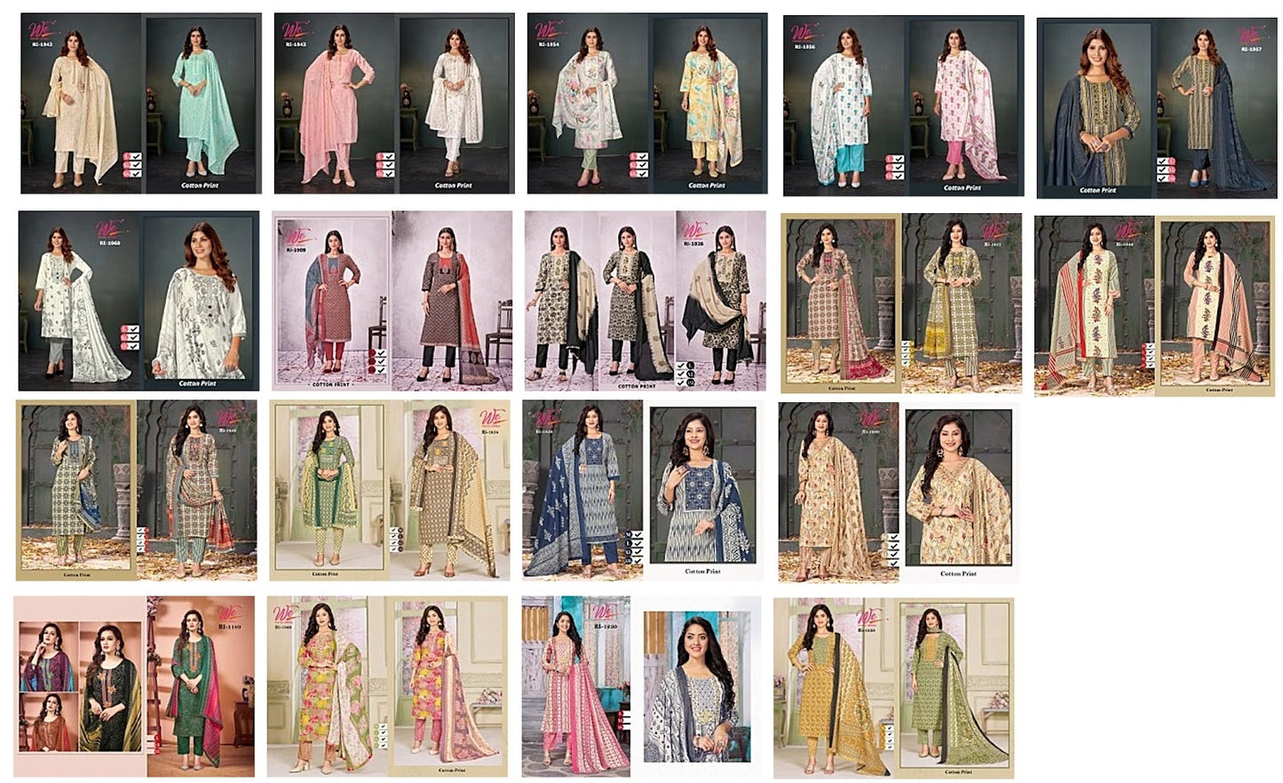 Ri-260624 Women Ethnics Cotton Readymade Pant Style Suits Wholesale