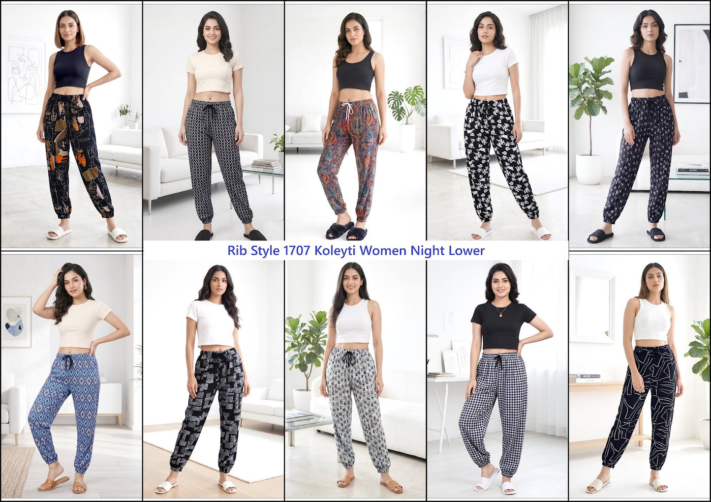 Rib Style 1707 Koleyti Women Night Lower Exporter India