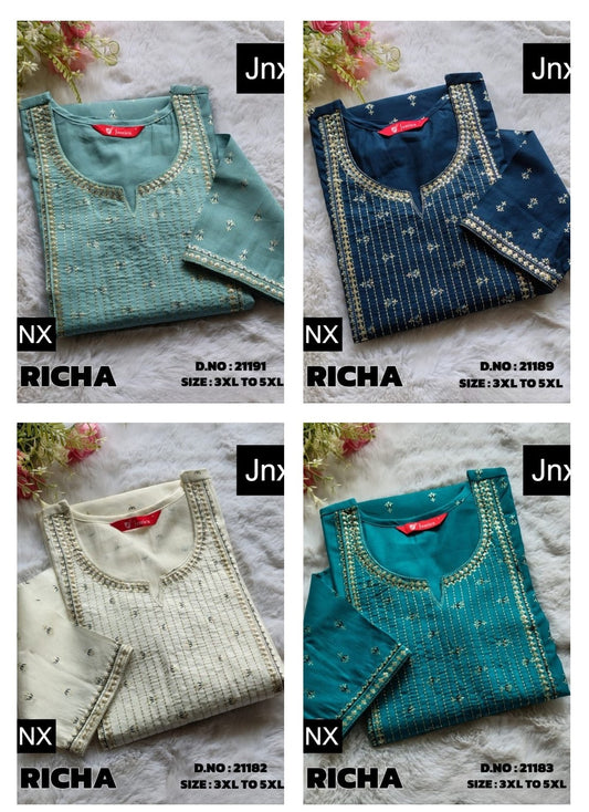 Richa Jnx Gadwal Plus Size Kurtis Wholesaler Gujarat