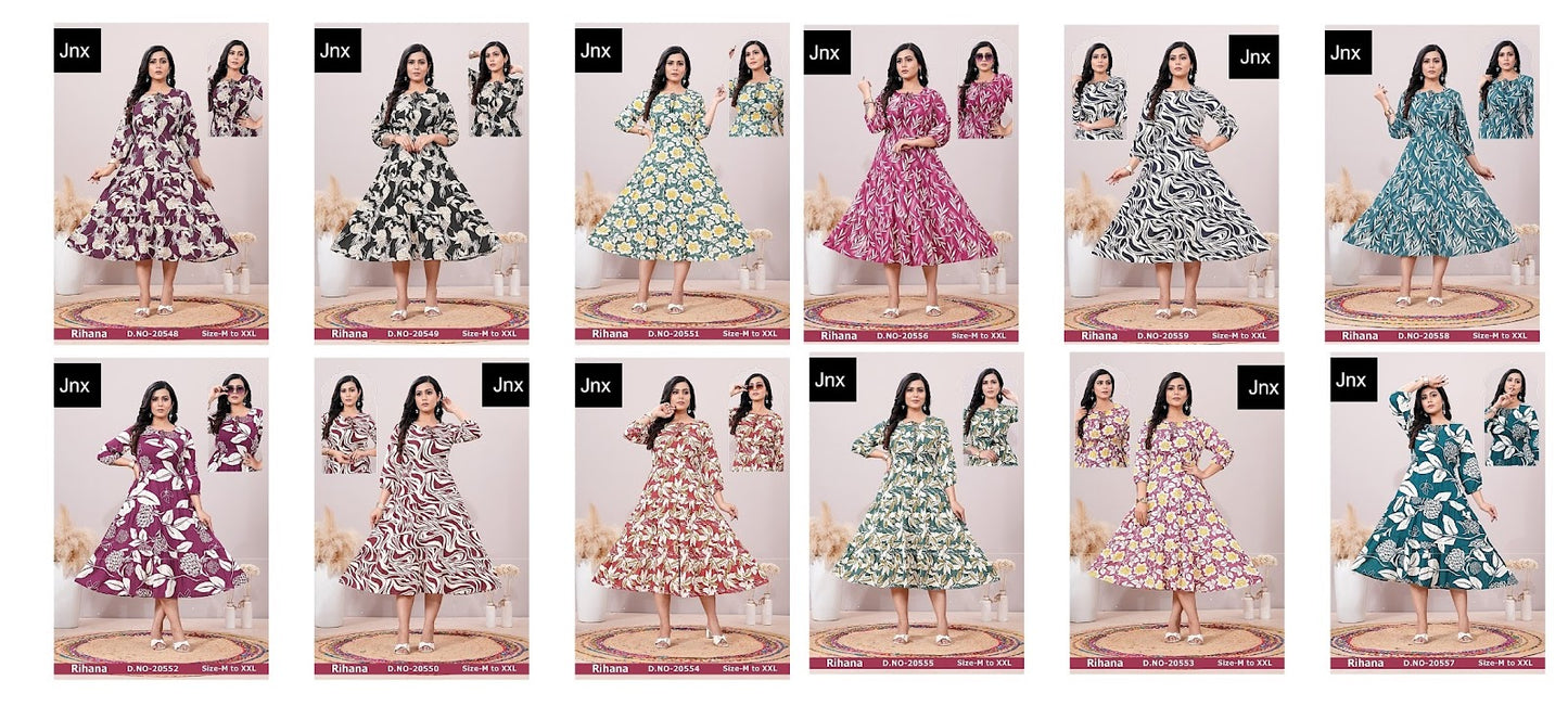 Rihana Jnx Rayon Anarkali Kurtis Supplier India