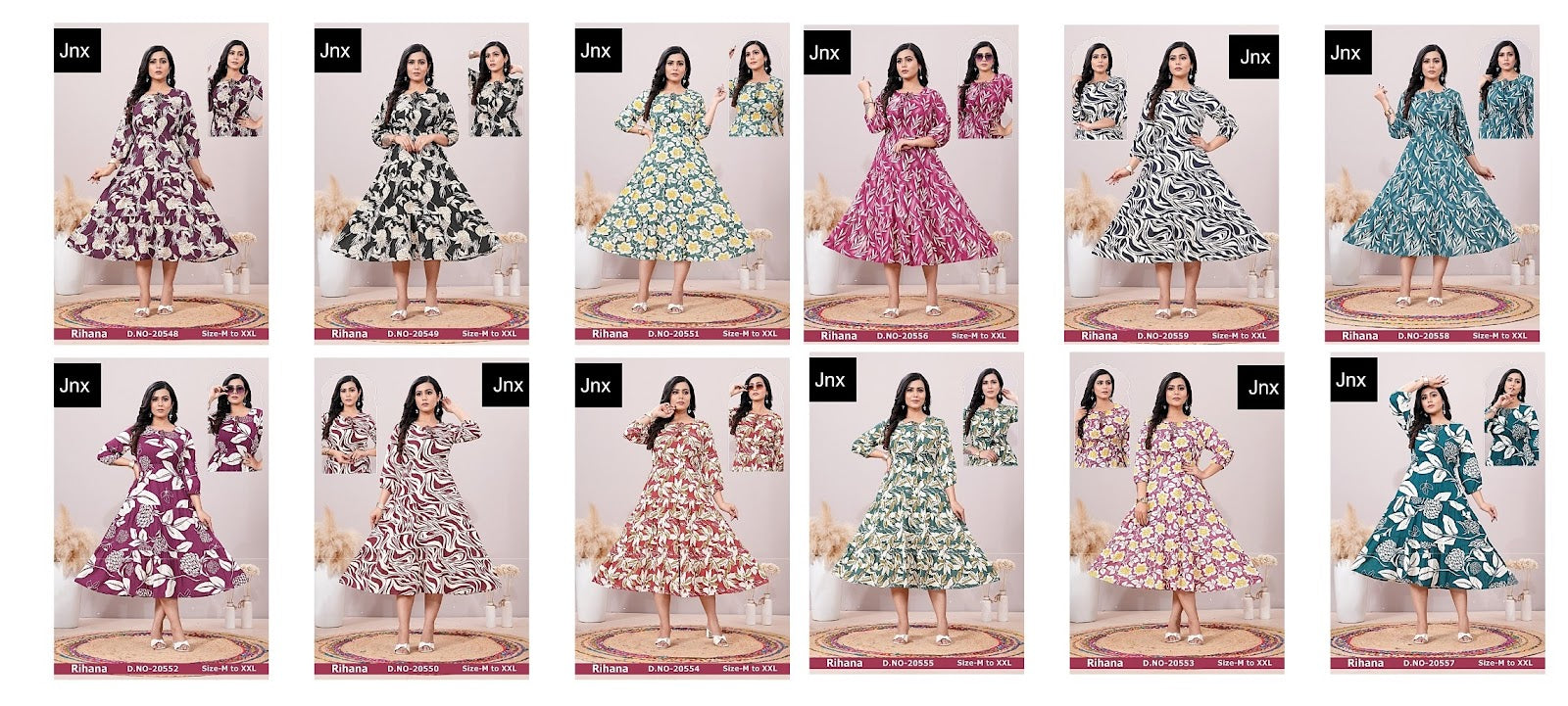 Rihana Jnx Rayon Anarkali Kurtis Supplier India