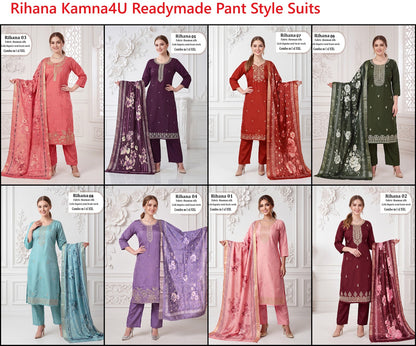 Rihana Kamna4U Roman Readymade Pant Style Suits Exporter Ahmedabad