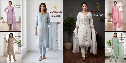 Roman 7300 Kamna4U Roman Readymade Pant Style Suits Wholesale