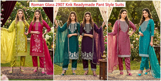 Roman Glass 2907 Knk Readymade Pant Style Suits Wholesaler Gujarat