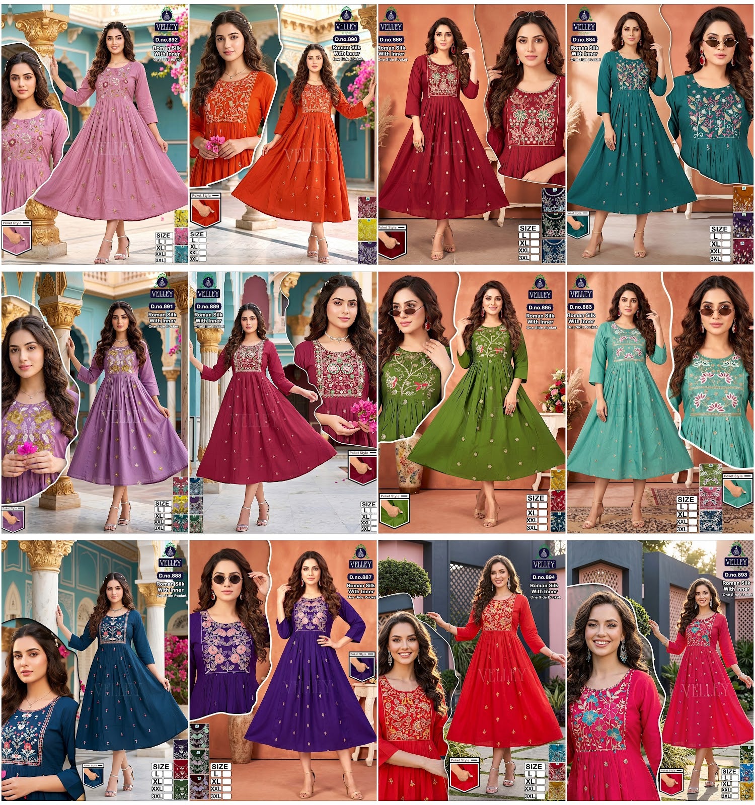 Roman Silk 0709 Velley Anarkali Kurtis Wholesaler Ahmedabad