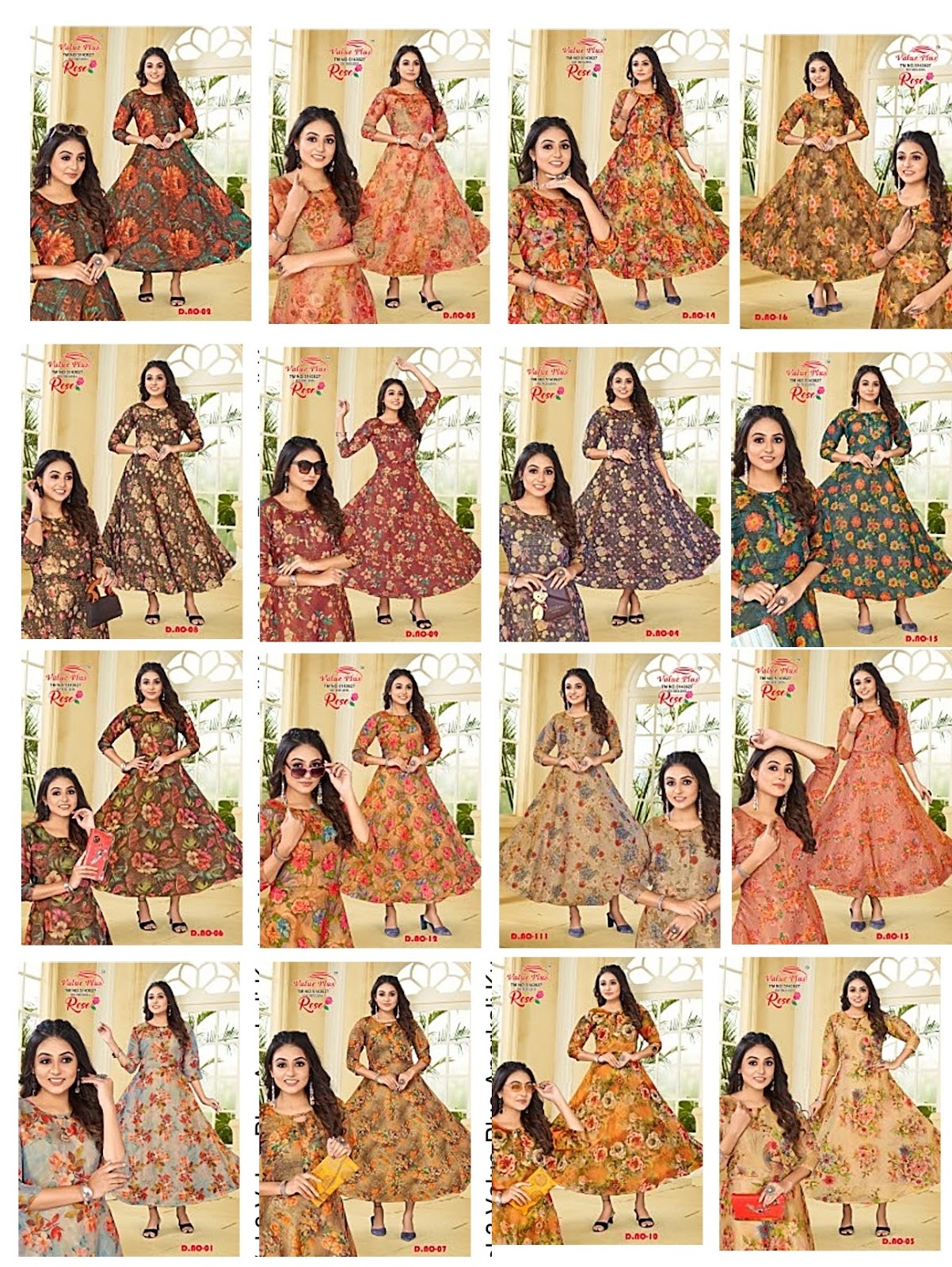 Rose Vol 3 With Inner Value Plus Tissue Silk Anarkali Kurtis Manufacturer India