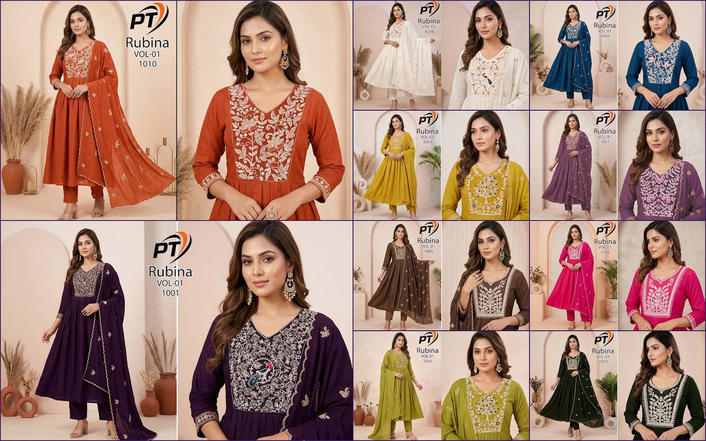 Rubina Vol 1 Pt Chanderi Readymade Anarkali Suits Wholesale Price