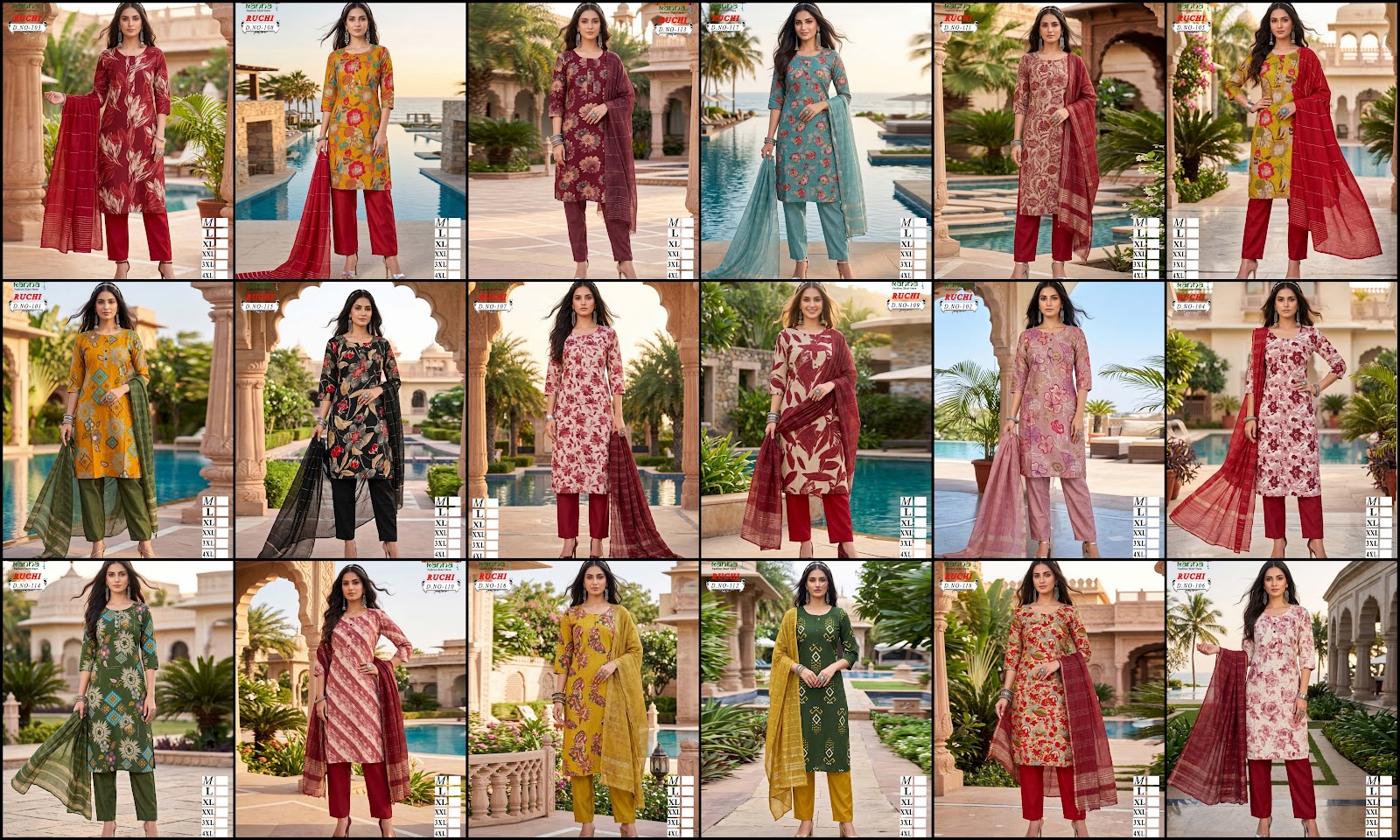 Ruchi Plus Size Kanha Vatican Readymade Pant Style Suits Wholesale Price