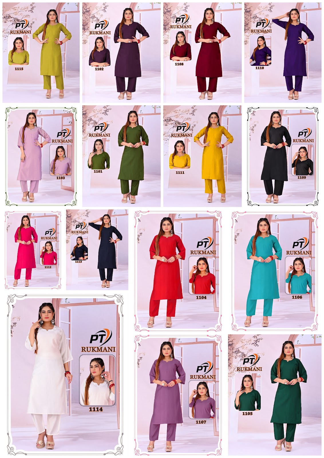 Rukmani 2 Pt Vertican Kurti Pant Set Supplier