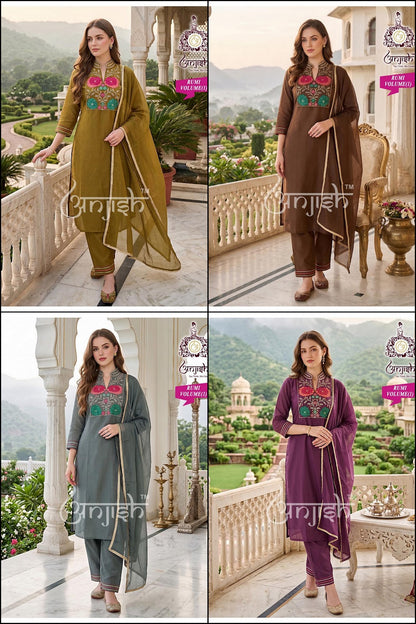 Rumi Anjish Chanderi Readymade Pant Style Suits Wholesaler India