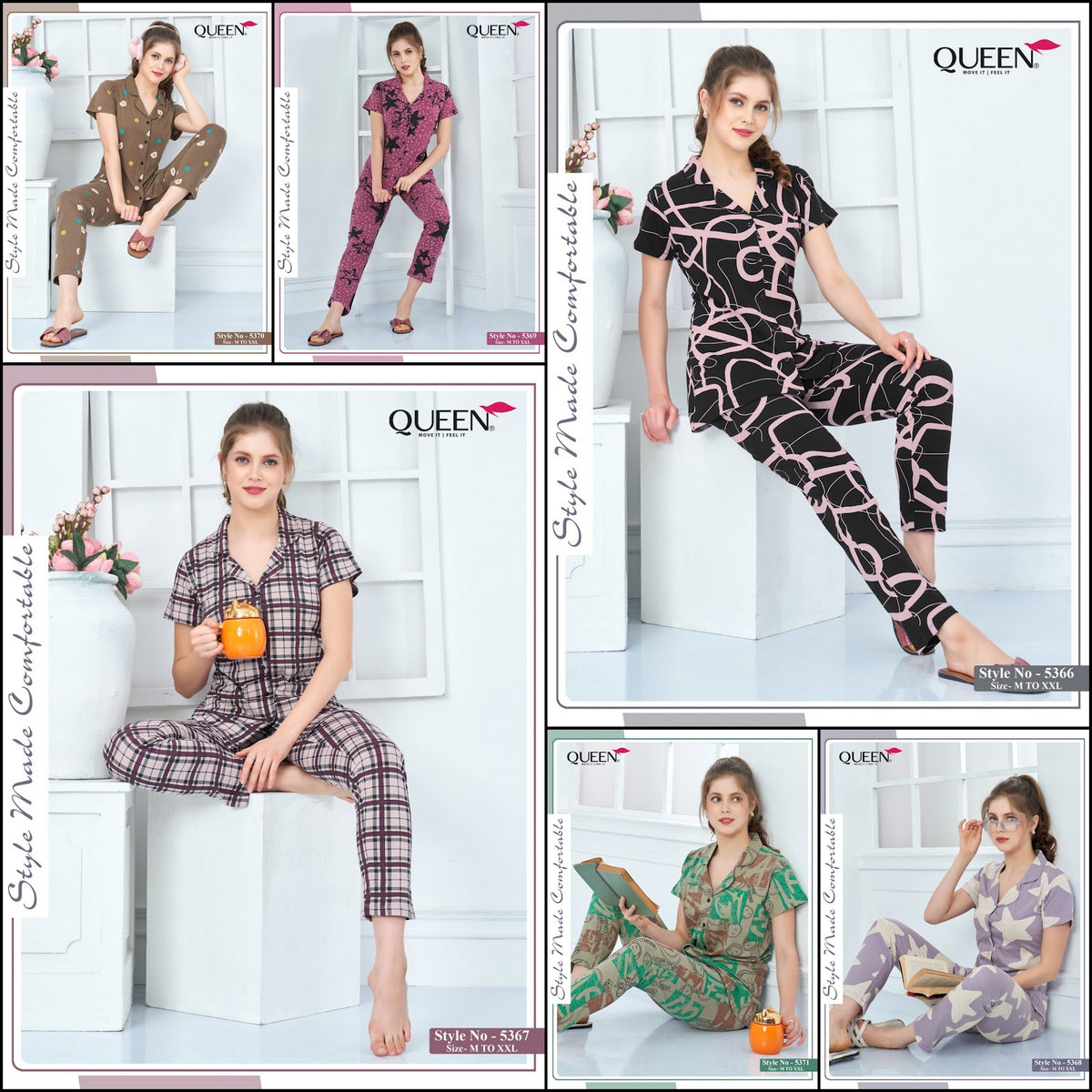 Saachi Queen Bio Collar Night Suits Supplier