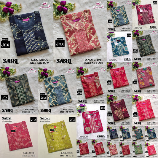 Sabri 0206 Jnx Vertican Straight Cut Kurtis Wholesale