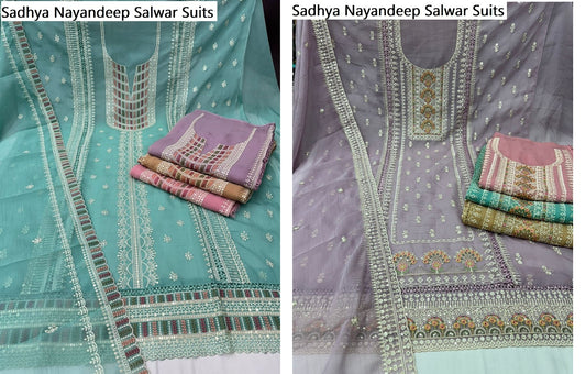 Sadhya Nayandeep Organza Salwar Suits Supplier Gujarat