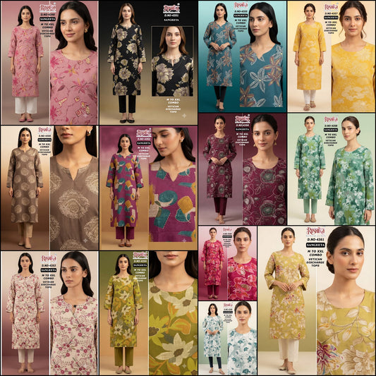 Sangeeta Rushika Vetican Long Straight Kurti Wholesale Price