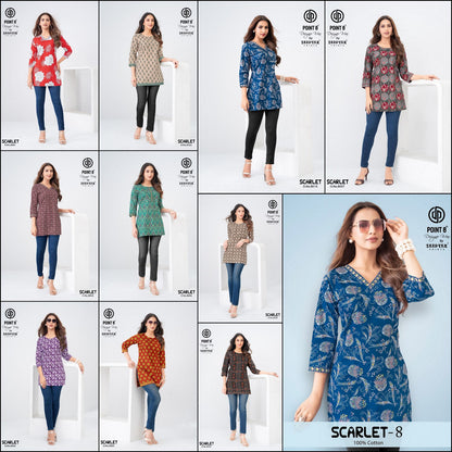 Scarlet Vol 8 Point 8 Deeptex Prints Cotton Short Kurtis Exporter India